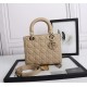 Dior Medium Lady Dior Bag with Enamel Charm In Beige Lambskin