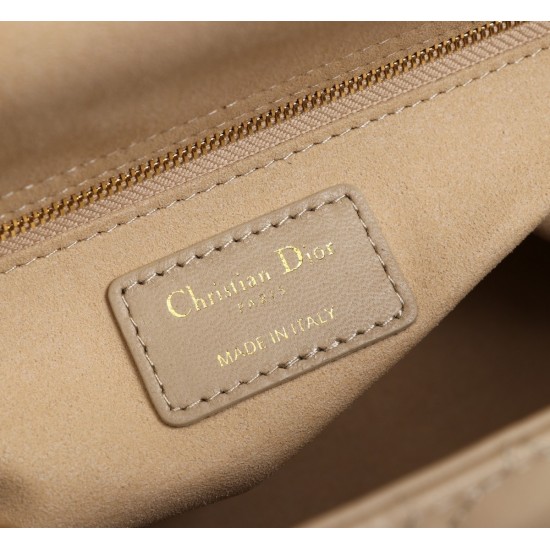 Dior Medium Lady Dior Bag with Enamel Charm In Beige Lambskin