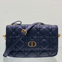 Dior Caro Pouch In Black Cannage Calfskin