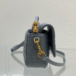 Dior Caro Pouch In Cloud Blue Cannage Calfskin