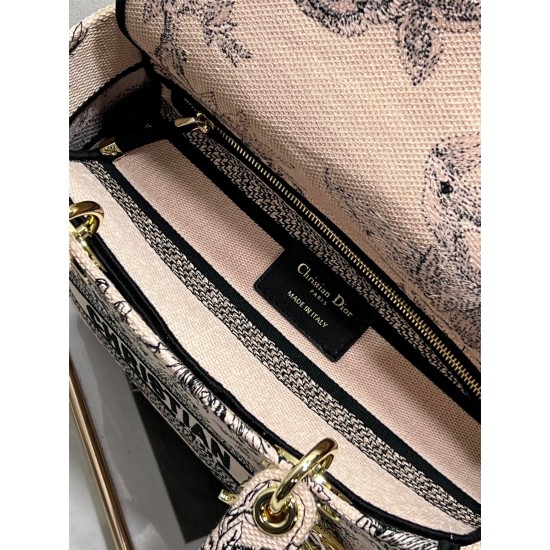 Dior Medium Lady D-Lite Bag In Powder Jardin Botanique Embroidery