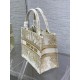 Dior Small Book Tote Bag In Gold Rêve d'Infini Embroidery