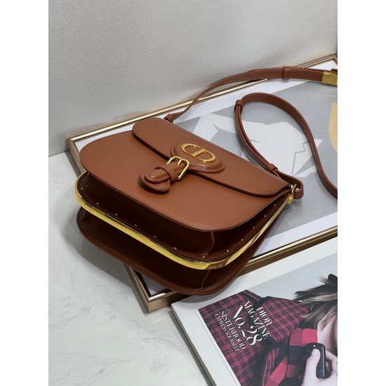 Dior Bobby Frame Bag In Brown Box Calfskin