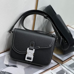 Dior Men's Mini Saddle Messenger Bag In Black Grained Calfskin