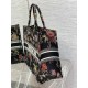 Dior Large Book Tote Bag In Black Multicolor Jardin Botanique Embroidery