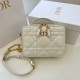 Dior Caro Box Bag with Chain in White Macrocannage Calfskin