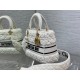 Dior Medium Lady D-Lite Bag In White Cannage Shearling