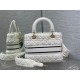 Dior Medium Lady D-Lite Bag In White Cannage Shearling