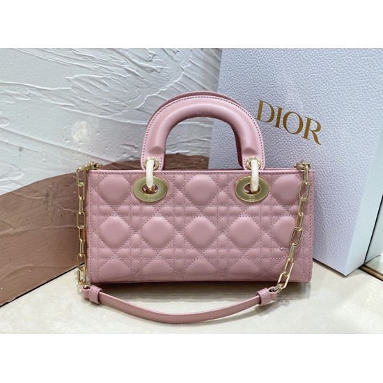 Dior Lady D-Joy Small Bag In Peony Pink Cannage Lambskin