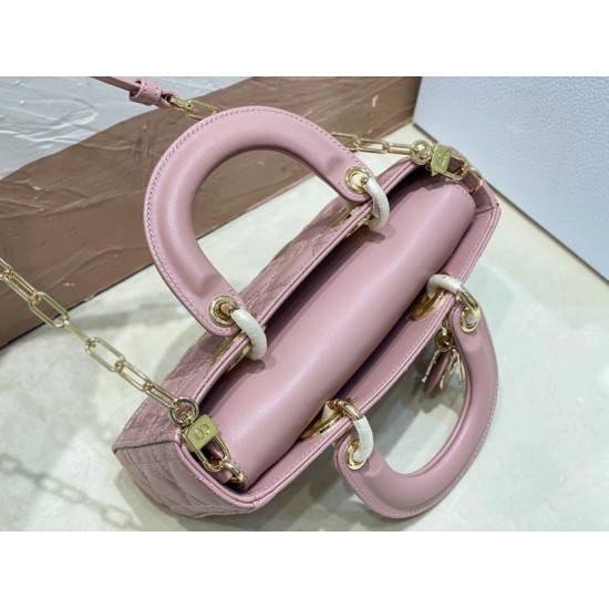 Dior Lady D-Joy Small Bag In Peony Pink Cannage Lambskin