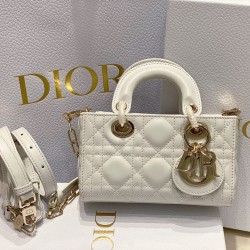 Dior Lady D-Joy Micro Bag In White Cannage Lambskin