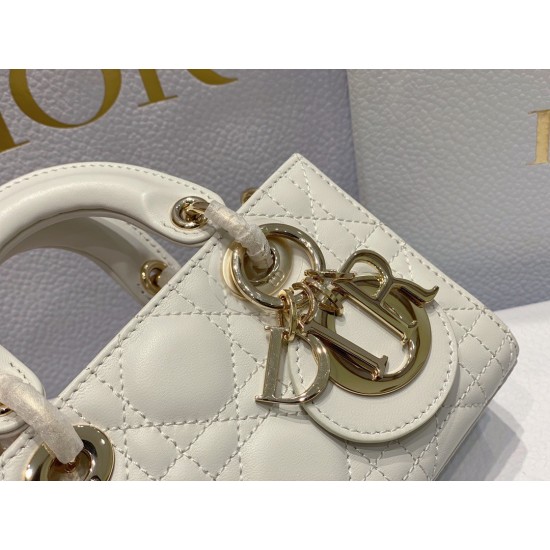 Dior Lady D-Joy Micro Bag In White Cannage Lambskin