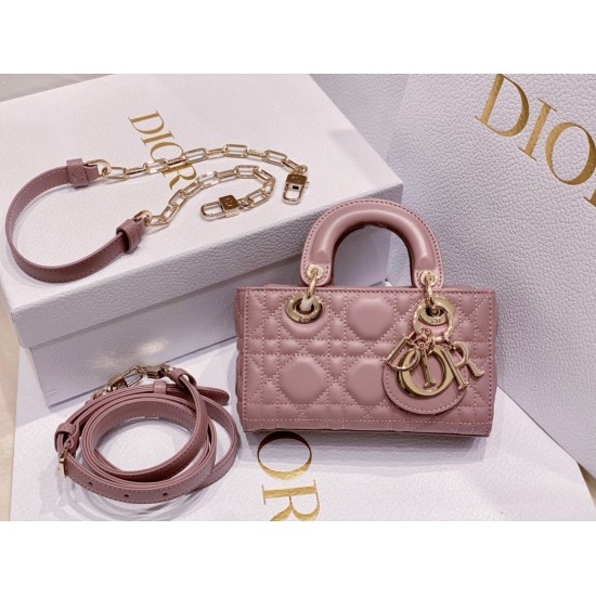 Dior Lady D-Joy Micro Bag In Peony Pink Cannage Lambskin