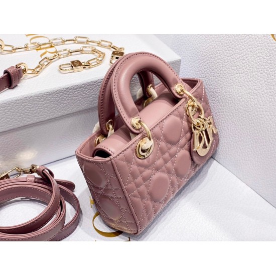 Dior Lady D-Joy Micro Bag In Peony Pink Cannage Lambskin