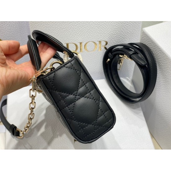 Dior Lady D-Joy Micro Bag In Black Cannage Lambskin