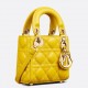 Dior Lady Dior Micro Bag In Yellow Cannage Lambskin