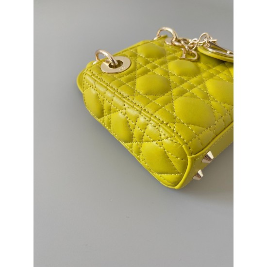 Dior Lady Dior Micro Bag In Yellow Cannage Lambskin