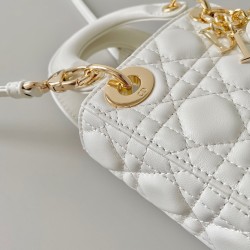 Dior Lady Dior Micro Bag In White Cannage Lambskin