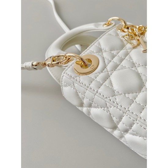 Dior Lady Dior Micro Bag In White Cannage Lambskin