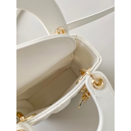 Dior Lady Dior Micro Bag In White Cannage Lambskin