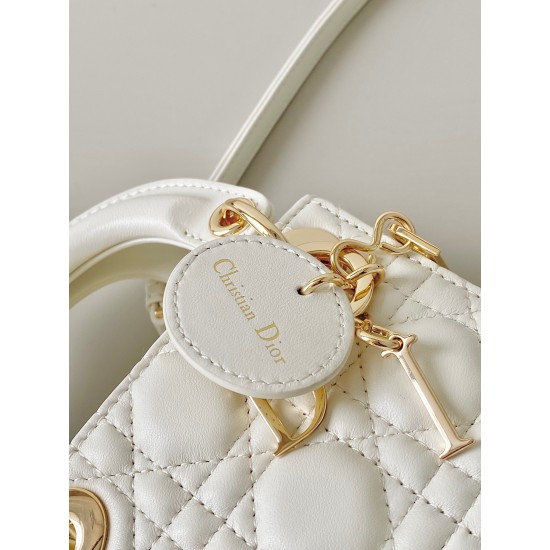 Dior Lady Dior Micro Bag In White Cannage Lambskin