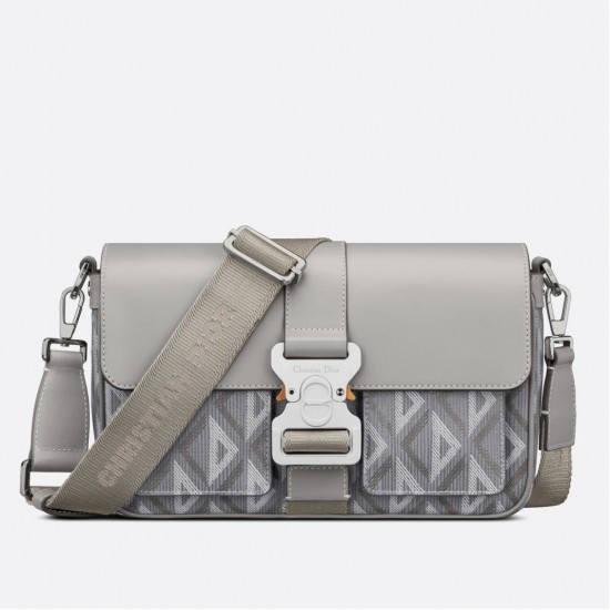 Dior Hit the Road Messenger Bag In Gray CD Diamond Canvas