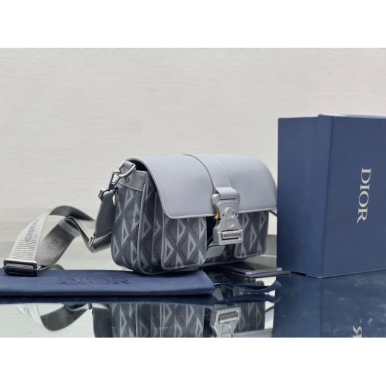 Dior Hit the Road Messenger Bag In Gray CD Diamond Canvas