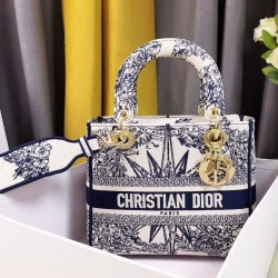 Dior Medium Lady D-Lite Bag In Blue Multicolor Rêve d'Infini Embroidery