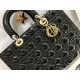 Dior Large Lady Dior Bag In Black Patent Cannage Calfskin