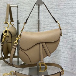 Dior Saddle Bag with Strap in Sand Grained Calfskin