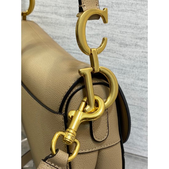 Dior Saddle Bag with Strap in Sand Grained Calfskin