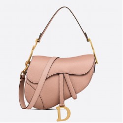 Dior Saddle Bag with Strap in Blush Grained Calfskin