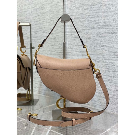 Dior Saddle Bag with Strap in Blush Grained Calfskin