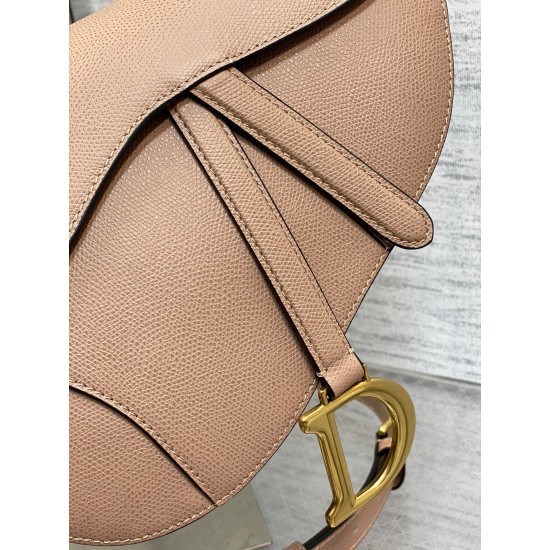 Dior Saddle Bag with Strap in Blush Grained Calfskin