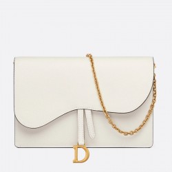 Dior Saddle Pouch In White Grained Calskin