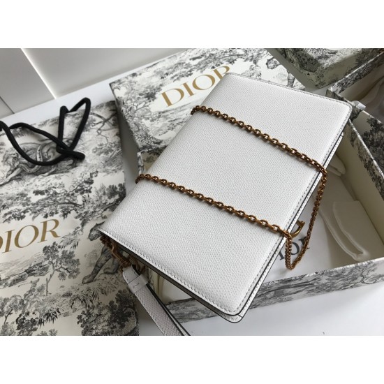 Dior Saddle Pouch In White Grained Calskin