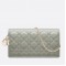 Dior Lady Dior Clutch With Chain In Grey Patent Leather