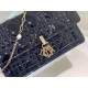 Dior Lady Dior Chain Pouch In Black Patent Calfskin