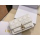 Dior Lady Dior Chain Pouch In White Cannage Lambskin