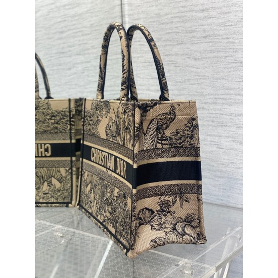 Dior Medium Book Tote Bag In Beige Toile de Jouy Voyage Embroidery