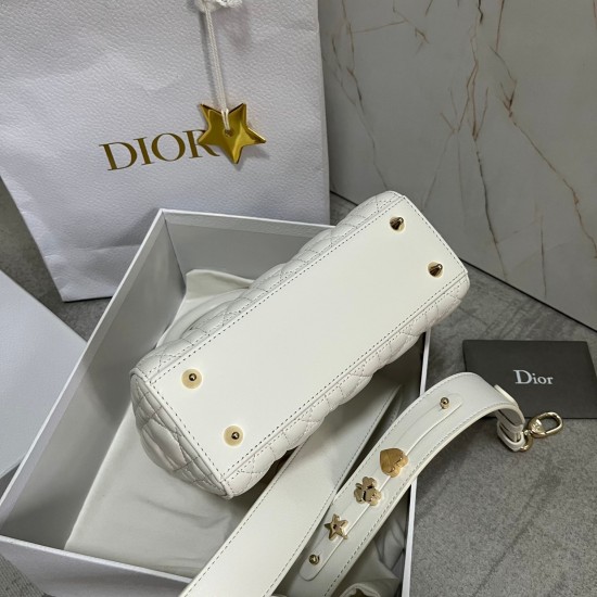 Dior Small Lady Dior My ABCDior Bag In White Lambskin