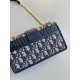 Dior 30 Montaigne East-West Bag with Chain in Blue Oblique Jacquard