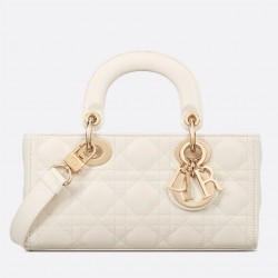 Dior Lady D-Joy Small Bag In White Cannage Lambskin