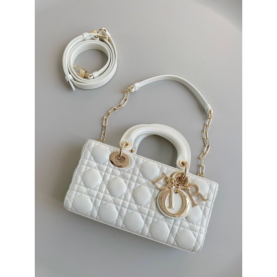 Dior Lady D-Joy Small Bag In White Cannage Lambskin