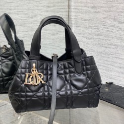 Dior Toujours Small Bag in Black Macrocannage Calfskin