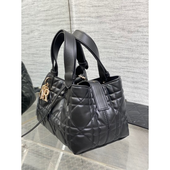 Dior Toujours Small Bag in Black Macrocannage Calfskin