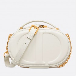 Dior CD Signature Oval Camera Bag in White Calfskin