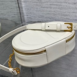 Dior CD Signature Oval Camera Bag in White Calfskin