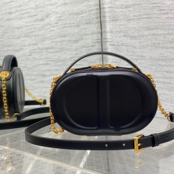 Dior CD Signature Oval Camera Bag in Black Calfskin