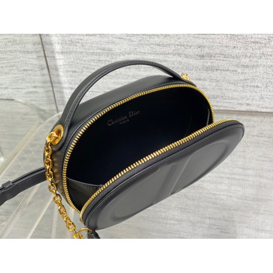 Dior CD Signature Oval Camera Bag in Black Calfskin